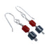 Coral Hematite Navajo Sterling Silver Bead Hook Dangle Earrings AX127338